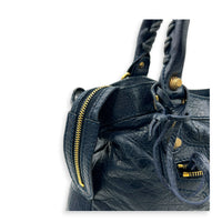 Town Blue Top Handle Bag in Calfskin, Gold hardware