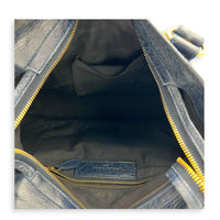 Town Blue Top Handle Bag in Calfskin, Gold hardware