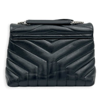 Loulou Shoulder Bag Black in Calfskin, Silver hardware