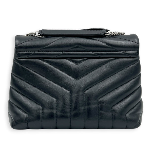 Loulou Shoulder Bag Black in Calfskin, Silver hardware