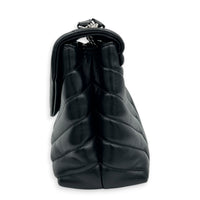 Loulou Shoulder Bag Black in Calfskin, Silver hardware