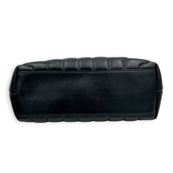 Loulou Shoulder Bag Black in Calfskin, Silver hardware
