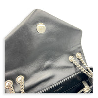 Loulou Shoulder Bag Black in Calfskin, Silver hardware