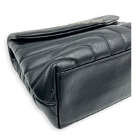 Loulou Shoulder Bag Black in Calfskin, Silver hardware