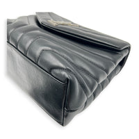 Loulou Shoulder Bag Black in Calfskin, Silver hardware