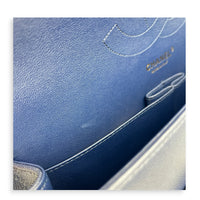 Classic Double Flap Shoulder Bag Jumbo Blue in Caviar Leather, Light Gold hardware