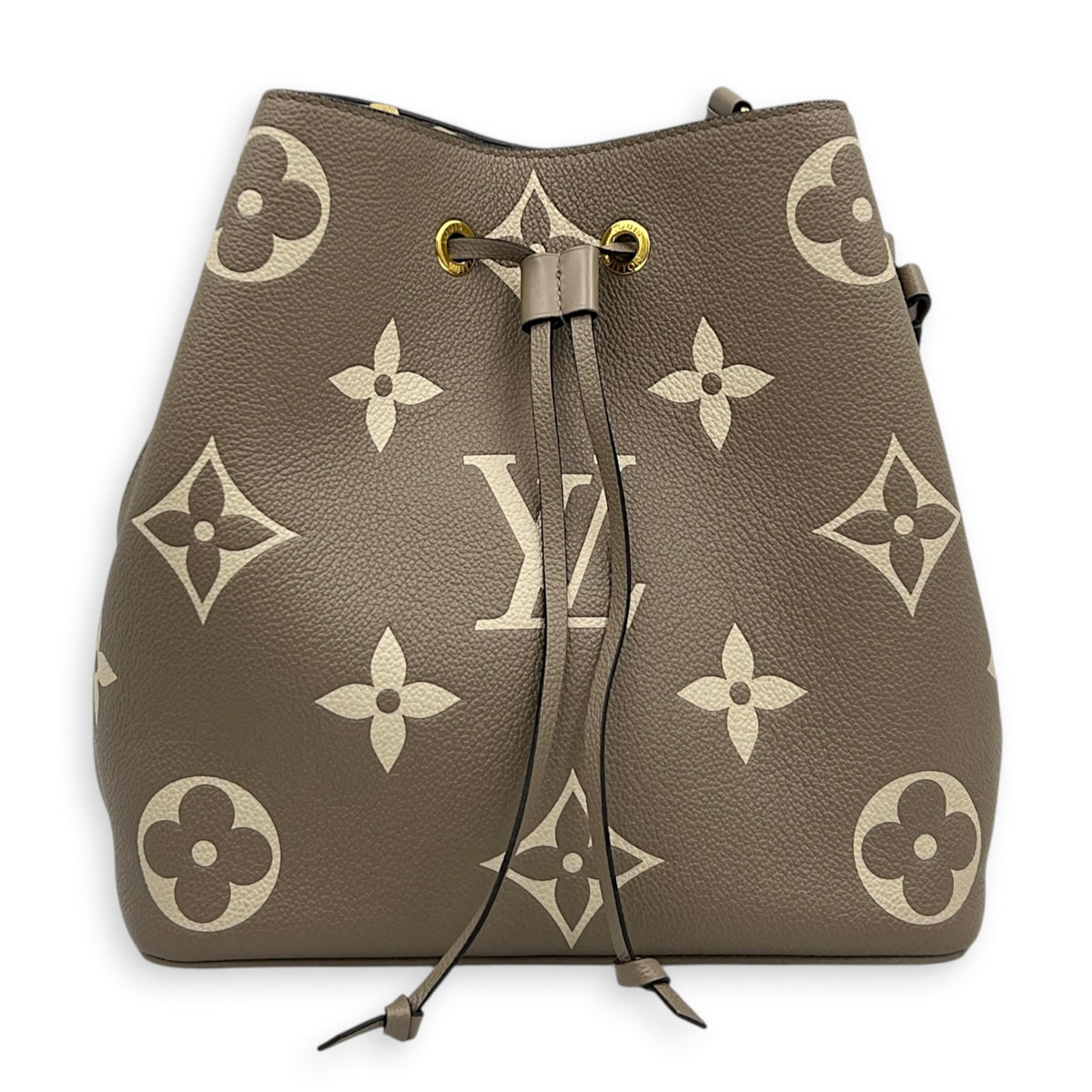NeoNoe Bucket Bag Tourterelle/Crème in Monogram Empreinte Leather, Gold hardware