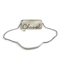 Chain 20s Signature Bowling White Shoulder Bag in Calfskin, Mixed hardware