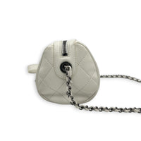 Chain 20s Signature Bowling White Shoulder Bag in Calfskin, Mixed hardware