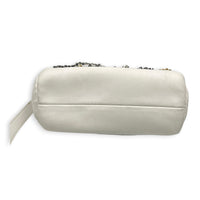 Chain 20s Signature Bowling White Shoulder Bag in Calfskin, Mixed hardware