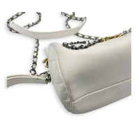 Chain 20s Signature Bowling White Shoulder Bag in Calfskin, Mixed hardware
