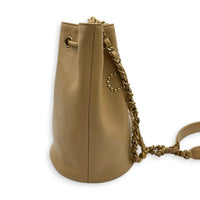 Deauville Beige Bucket Bag in Caviar Leather, Gold hardware