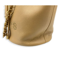 Deauville Beige Bucket Bag in Caviar Leather, Gold hardware