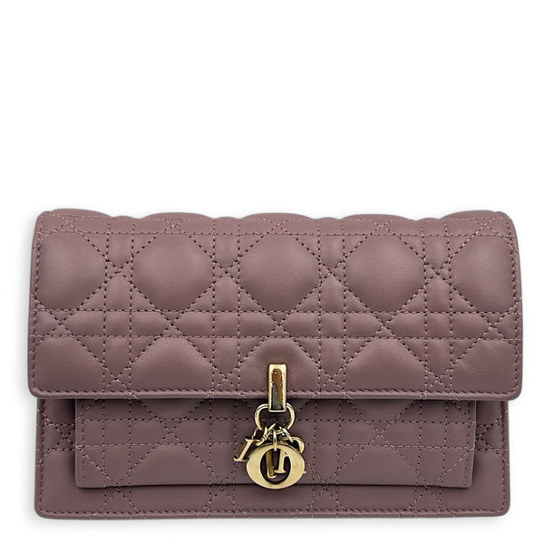Miss Dior Pink Wallet On Chain in Lambskin, Gold hardware