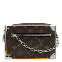 Soft Trunk Brown Crossbody Bag in Monogram Coated Canvas, Silver hardware