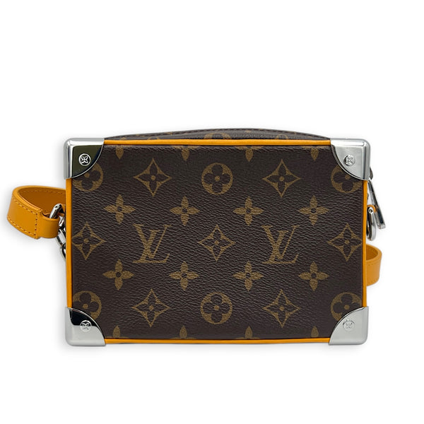 Soft Trunk Brown Crossbody Bag in Monogram Coated Canvas, Silver hardware