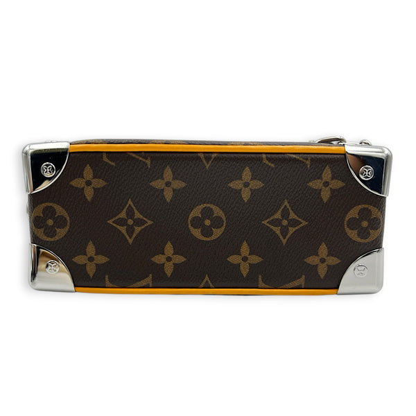 Soft Trunk Brown Crossbody Bag in Monogram Coated Canvas, Silver hardware