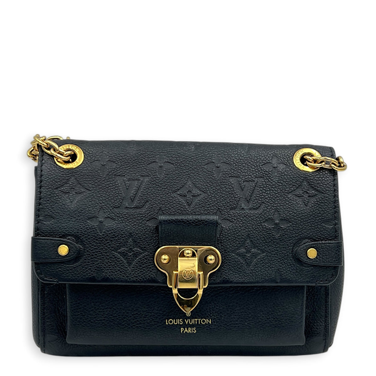 Vavin BB Black Shoulder Bag in Monogram Empreinte Leather, Gold hardware