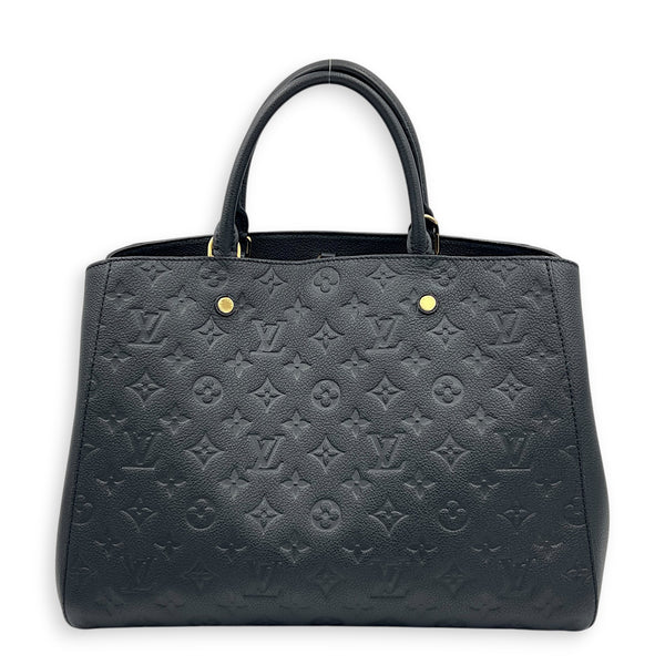 Montaigne GM Black Top Handle Bag in Monogram Empreinte Leather, Gold hardware