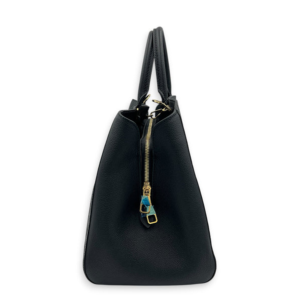 Montaigne GM Black Top Handle Bag in Monogram Empreinte Leather, Gold hardware