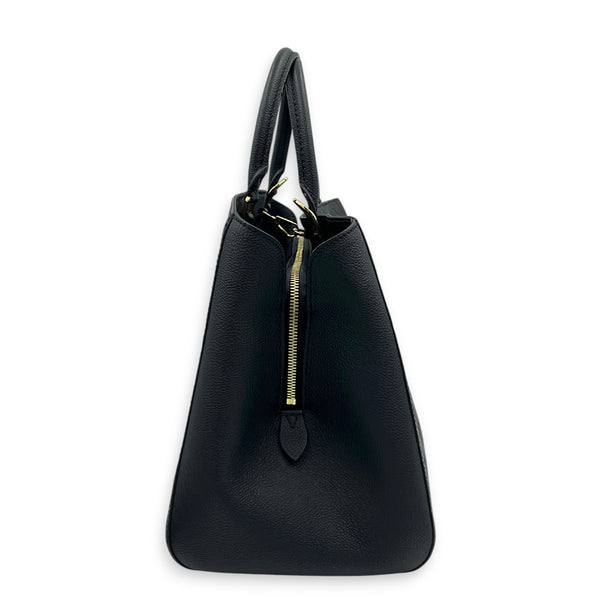 Montaigne GM Black Top Handle Bag in Monogram Empreinte Leather, Gold hardware