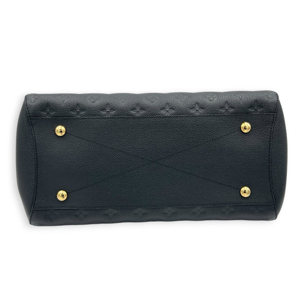 Montaigne GM Black Top Handle Bag in Monogram Empreinte Leather, Gold hardware