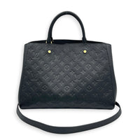 Montaigne GM Black Top Handle Bag in Monogram Empreinte Leather, Gold hardware