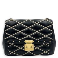 Malletage Shoulder Bag Black in Lambskin, Gold hardware