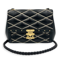 Malletage Shoulder Bag Black in Lambskin, Gold hardware