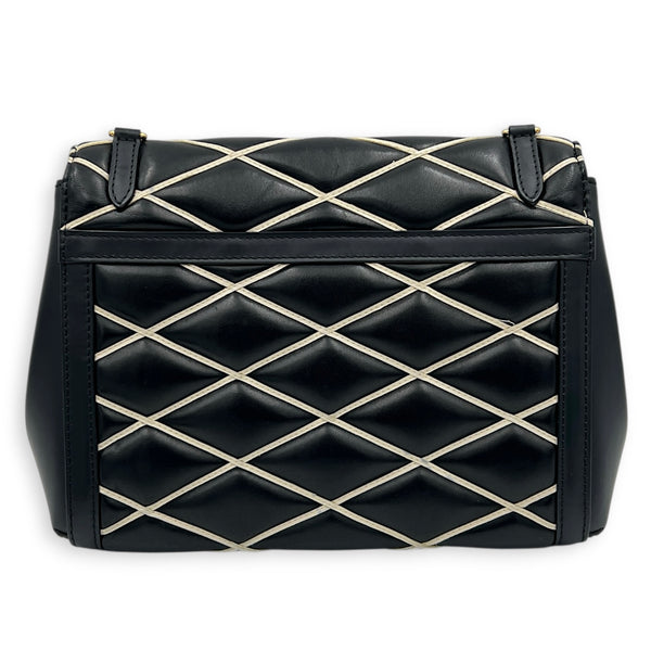 Malletage Shoulder Bag Black in Lambskin, Gold hardware