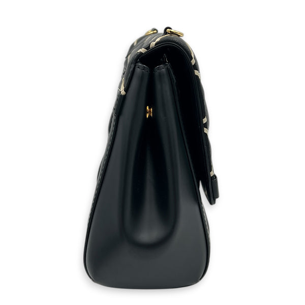 Malletage Shoulder Bag Black in Lambskin, Gold hardware