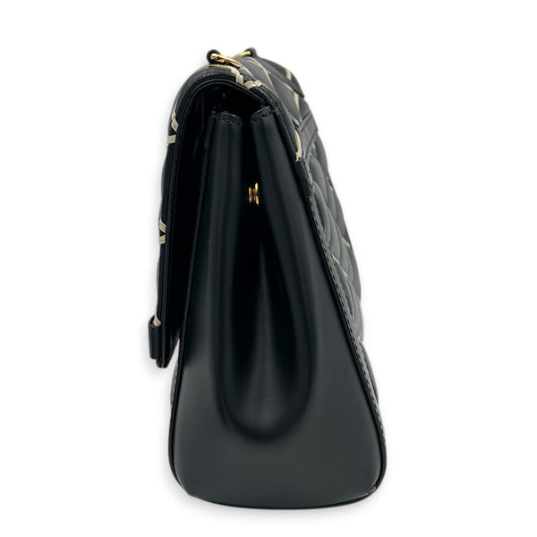 Malletage Shoulder Bag Black in Lambskin, Gold hardware