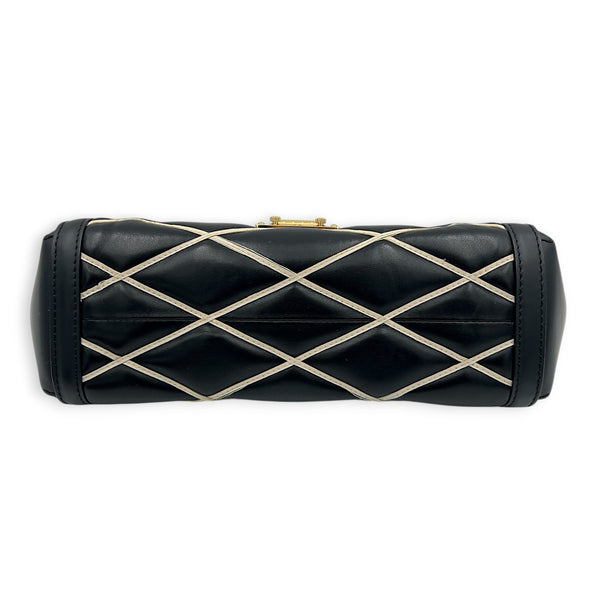 Malletage Shoulder Bag Black in Lambskin, Gold hardware