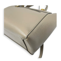 Belt Micro Beige Top Handle Bag in Calfskin, Gold hardware