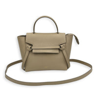 Belt Micro Beige Top Handle Bag in Calfskin, Gold hardware