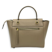 Belt Micro Beige Top Handle Bag in Calfskin, Gold hardware