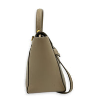 Belt Micro Beige Top Handle Bag in Calfskin, Gold hardware