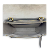 Belt Micro Beige Top Handle Bag in Calfskin, Gold hardware