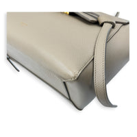 Belt Micro Beige Top Handle Bag in Calfskin, Gold hardware