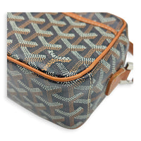 Cap Vert Black/Tan Crossbody Bag in Coated Canvas, Silver hardware
