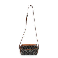 Cap Vert Black/Tan Crossbody Bag in Coated Canvas, Silver hardware