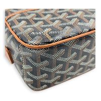 Cap Vert Black/Tan Crossbody Bag in Coated Canvas, Silver hardware