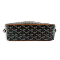 Cap Vert Black/Tan Crossbody Bag in Coated Canvas, Silver hardware