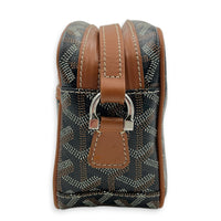 Cap Vert Black/Tan Crossbody Bag in Coated Canvas, Silver hardware