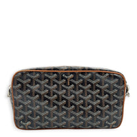 Cap Vert Black/Tan Crossbody Bag in Coated Canvas, Silver hardware