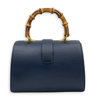 Dionysus Bamboo Blue Top Handle Bag in Calfskin, Gold hardware