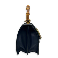 Dionysus Bamboo Blue Top Handle Bag in Calfskin, Gold hardware