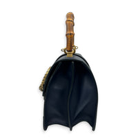 Dionysus Bamboo Blue Top Handle Bag in Calfskin, Gold hardware
