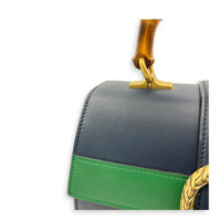 Dionysus Bamboo Blue Top Handle Bag in Calfskin, Gold hardware