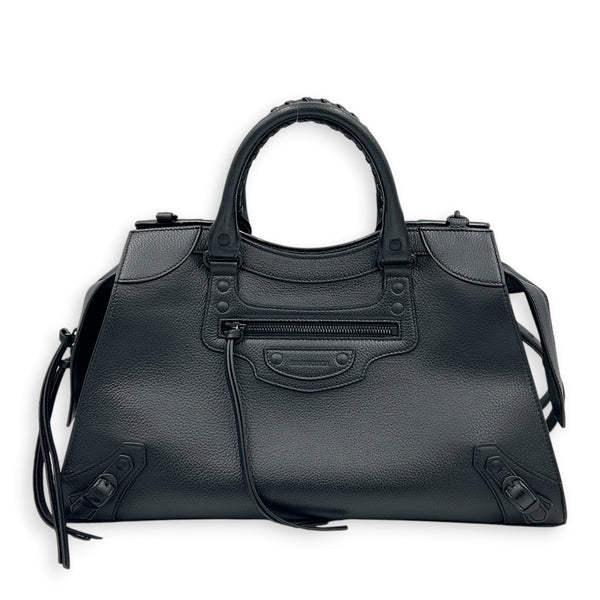 Neo Classic Black Top Handle Bag in Calfskin, Others hardware